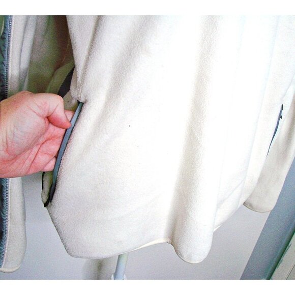Calvin Klein 1/4 Zip Fleece & Nylon Trim Jacket Coat Pullover Ivory Gray Sz XL - Picture 3 of 11